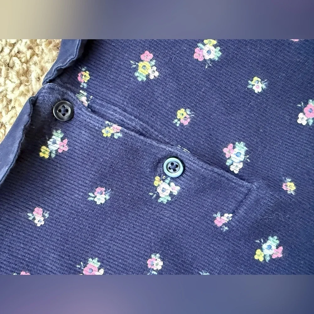babyGap Girls Navy Floral Peter Pan Collar Top | Long Sleeve | Size 3T